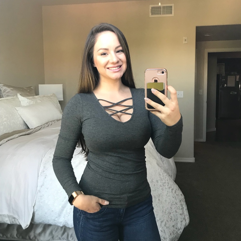 Dark Gray Long Sleeve Top